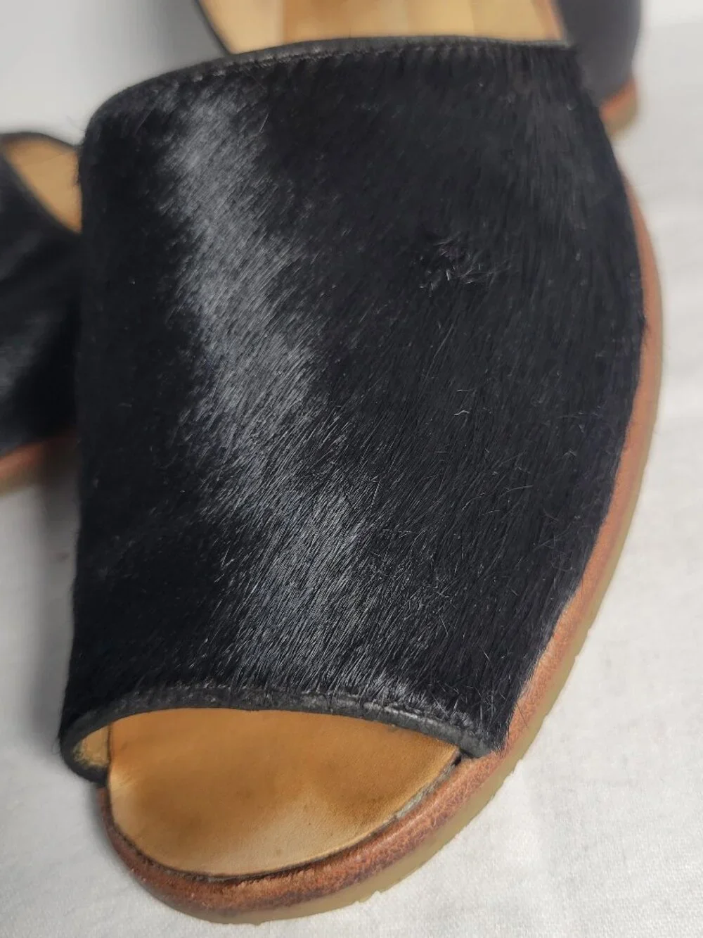 Franco Sarto Venezia Black Calf Hair D'Orsay Peep Toe Flats 7.5M